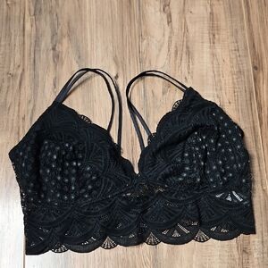 Auden Black Lace Bralette with Scalloped Hem XL